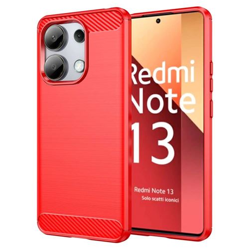 Coque pour Xiaomi Redmi Note 13 4G - housse etui silicone gel carbone + verre trempe - ROUGE - htdmobiles