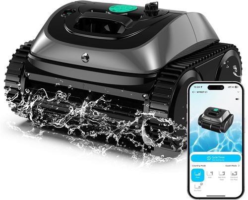 WYBOT C1-OS800, Robot de piscine sans fil performant pour nettoyage automatique complet fond, parois et ligne d'eau