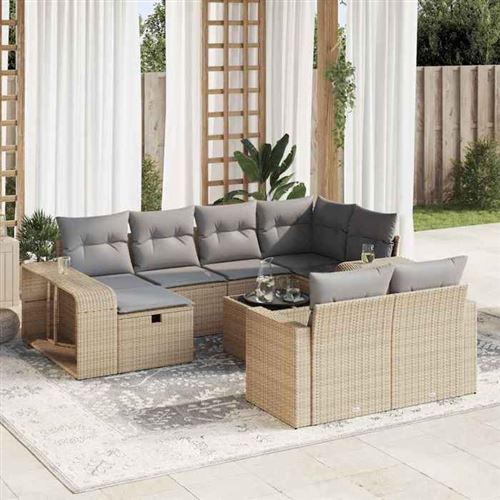 Non Communiqué Beige Salon De Jardin Vidaxl Resine Tressee 11 Pieces 8 Personnes