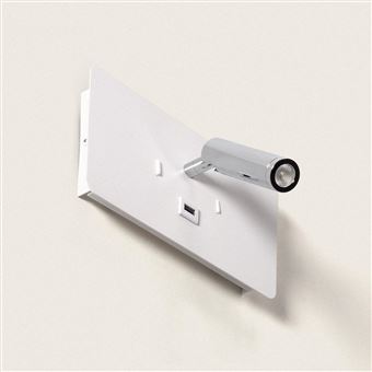 TechBrey Applique Murale avec Lampe de Lecture LED 8W Métal et Port USB Rossey Blanc - 1