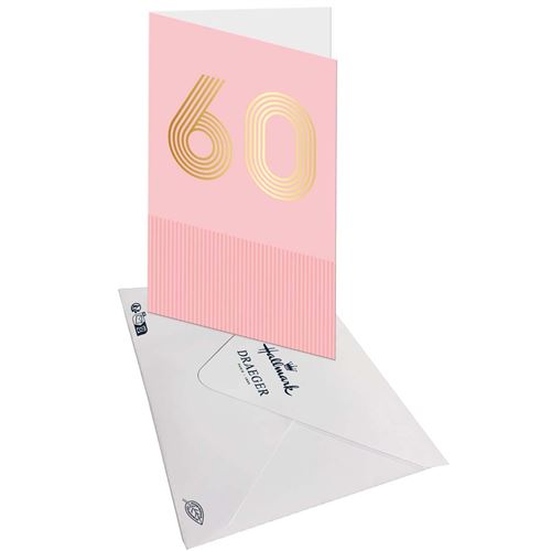 Carte D'anniversaire 60 Ans En Or - Rose - A Message - Pour Femme - 11,5 X  17 cm - Draeger Paris