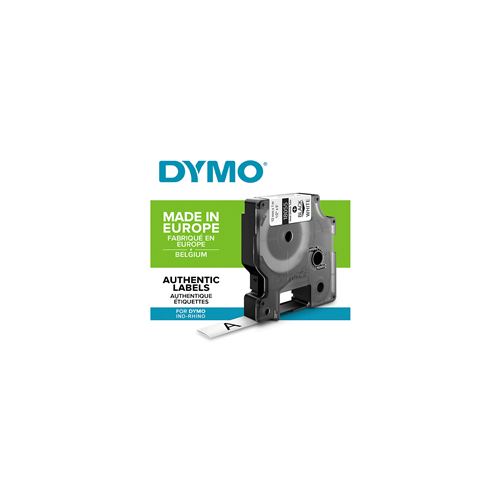 DYMO Rhino - Etiquettes Industrielles Gaine Thermorétractable, 12mm x 1.5m, Noir sur Blanc