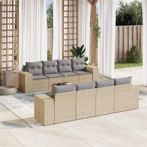 Salon de jardin modulable GENERIQUE 9 pieces resine tressee 8 personnes 62 x 55 x 69 cm beige