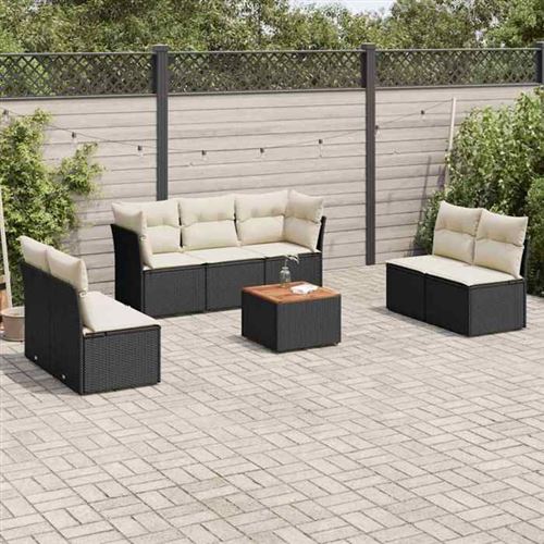 Non Communiqué Noir Vidaxl Salon De Jardin Modulable - Lot De 8 Pièces - Rotin - 2 Personnes