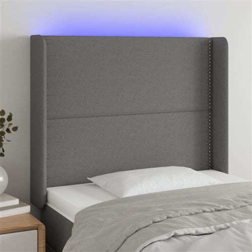 vidaXL Tête de lit à LED Gris foncé 83x16x118/128 cm Tissu3123883