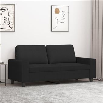 vidaXL Canapé à 2 places Noir 140 cm Tissu - 1