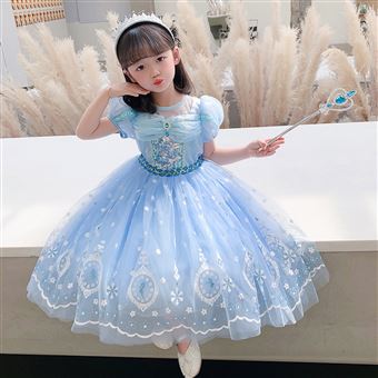 Gridamea Elsa Déguisement de princesse La Reine des Neiges pour enfants avec couronne et baguette pour fête/cosplay/mariage Gridamea Elsa Déguisement de princesse La Reine des Neiges pour enfants avec couronne et baguette pour fête/cosplay/mariage