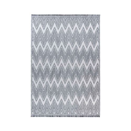 Tapis Tissé Ethnique à Poils Courts "Sarai" Gris 160 x 230 cm