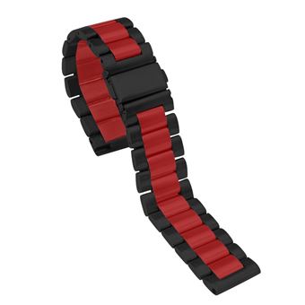 Bracelet Acier Inoxydable ajustable Noir et Rouge pour Garmin