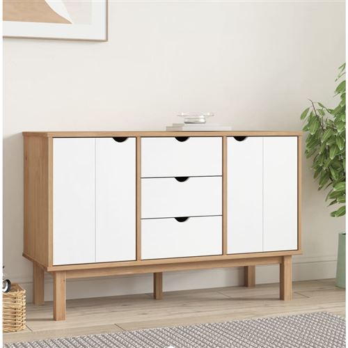 Non Communiqué Blanc Vidaxl Buffet Armoire De Rangement Organisateur De Maison Meuble De Salle De Séjour Salon Intérieur Marron Et 113,5X43x73 Cm Bois Massif De Pin