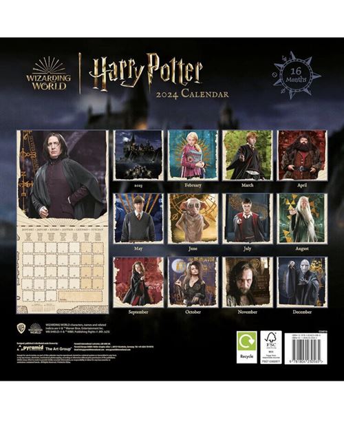 Harry Potter Carré Calendrier 2024 Mural Planificateur Journal Cadeau  Poudlard