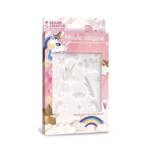 Moule en silicone pour pâte polymère - Licorne - 20 x 13 cm - Graine Créative