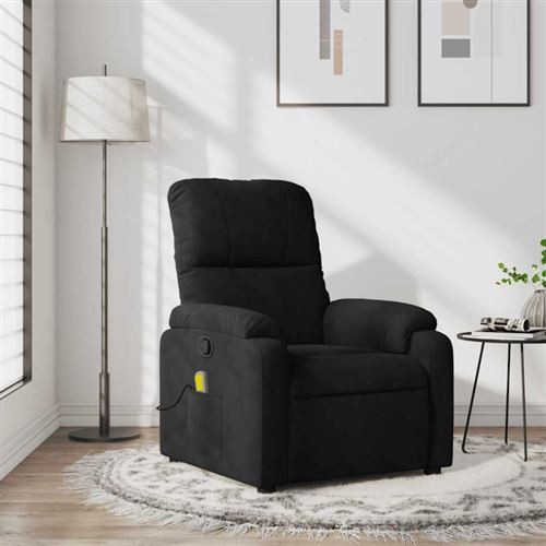 Non Communiqué Noir Fauteuil Inclinable De Massage Tissu Microfibre