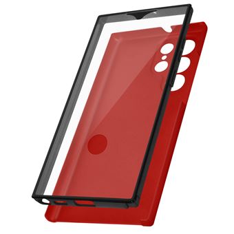 Coque intégrale pour Samsung Galaxy S22 Ultra Arrière Rigide et Avant Souple Avizar Rouge - 1