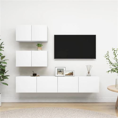VIDAXL - Ensemble de meubles TV - Bois d'ingénierie - Blanc - 4 Pièces - Image 2