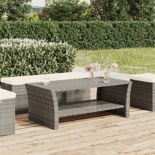 VIDAXL - Table basse - Résine tressée - Gris - 100x50x40 cm - Image 3