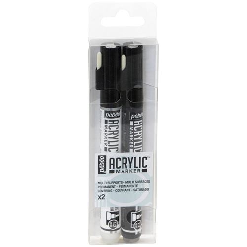 Duo de marqueurs acrylique à pointe fine - Noir et blanc - 2 x 1,2 mm -  Surligneur Et Marqueur - Achat & prix