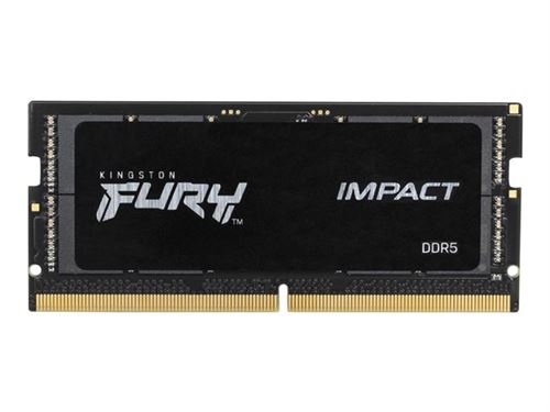 Kingston FURY Impact - DDR5 - module - 8 Go - SO DIMM 262 broches - 4800 MHz / PC5-38400 - CL38 - 1.1 V - mémoire sans tampon - on-die ECC