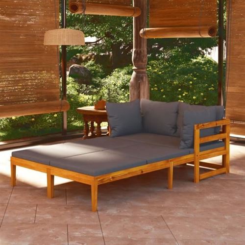 Non Communiqué Gris Vidaxl Chaises Longues Avec Coussins Foncé 2 Pcs Acacia Solide 3087269