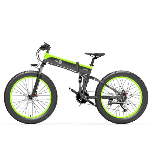 Vélo électrique pliant Bezior X500, 40km / h, 500W, 12.8AH - Noir vert