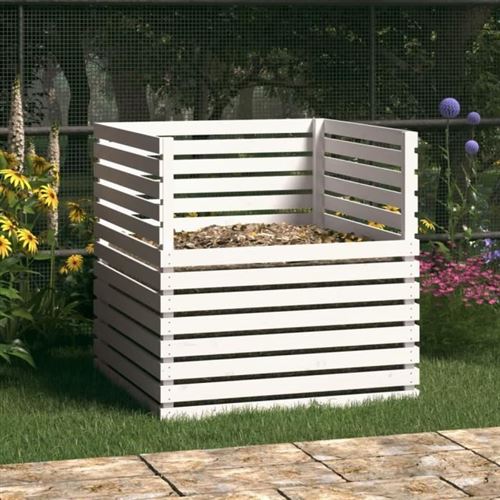 Composteur blanc 100 x 100 x 102 cm en bois massif de pin