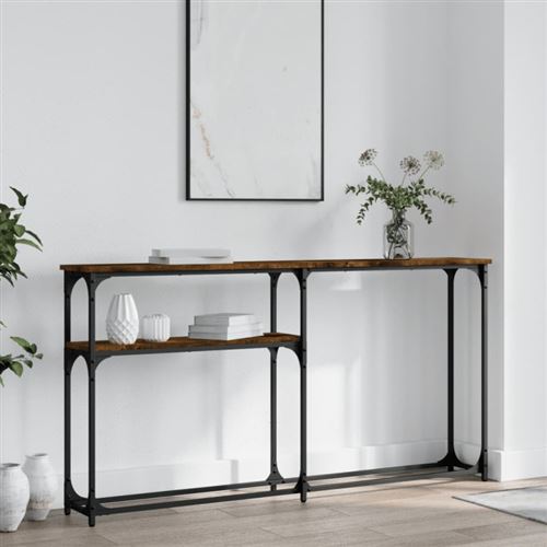 vidaXL Table console chêne fumé 145x22,5x75 cm bois d'ingénierie