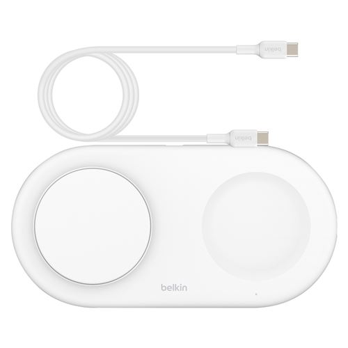 Belkin BoostCharge Pro 2-in-1 - Plot de charge sans fil - magnétique + adaptateur secteur - 15 Watt - blanc