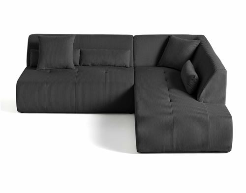 BestMobilier - Canapé d'angle modulable - 5 places - Velours - Gris foncé - Image 2