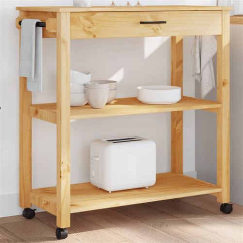 Chariot de cuisine MONZA 84x40x90 cm bois massif de pin
