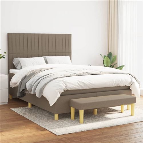 vidaXL Sommier à lattes de lit avec matelas Taupe 140x200 cm Tissu3137321