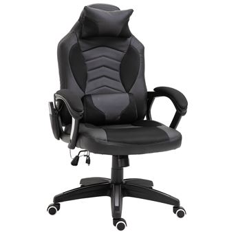 Luxe Fauteuil Chaise De Bureau Gamer Fonction Massage Chauffage Integree Dossier Inclinable Noir Achat Prix Fnac