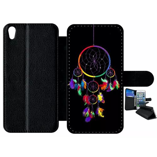 Etui À Rabat Sony Xperia Xa Attrape Rve Arc En Ciel Fond Noir