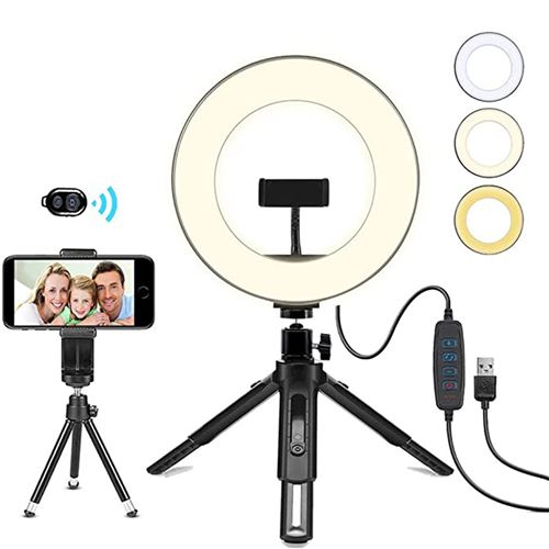 Anneau lumineux LED 8 pouces avec télécommande Bluetooth