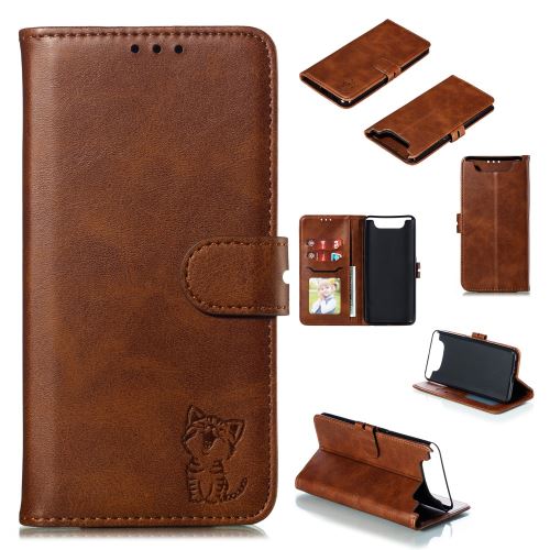 Etui en PU modèle de chat café pour votre Samsung Galaxy A80/A90