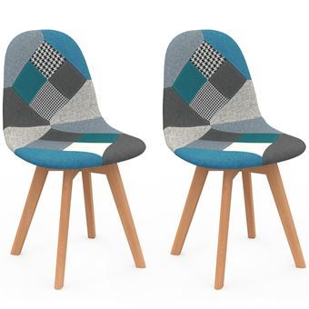 Lot de 2 chaise de bureau id market H. 80 cm non empilable non pliable en bois interieur bleu - 1