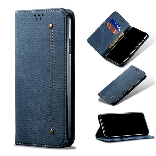 Etui en PU tissu de jeans bleu pour votre Samsung Galaxy A31
