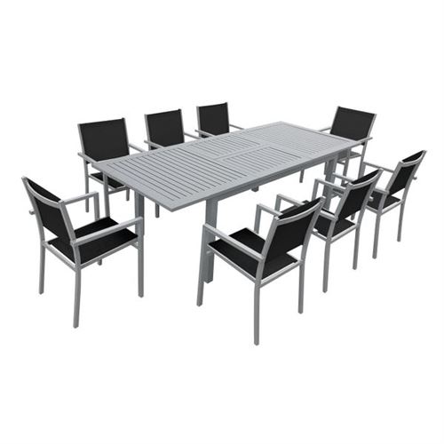 Happy Garden Salon de Jardin Capri Extensible en textilène 8 Places Aluminium