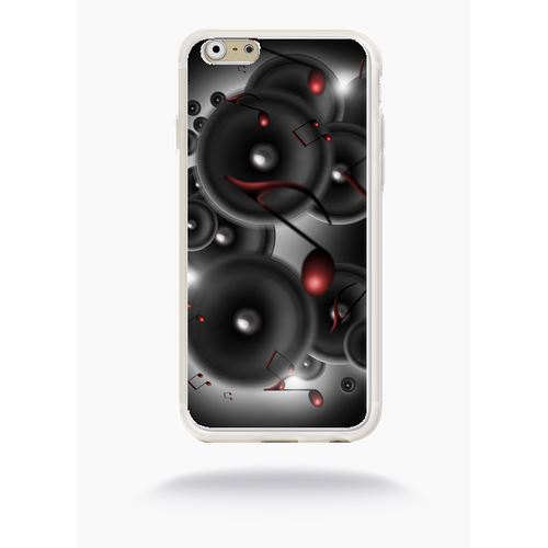 Coque Enceintes Note De Musique Rouge Compatible Apple Iphone 6s Silicone Blanc Mat