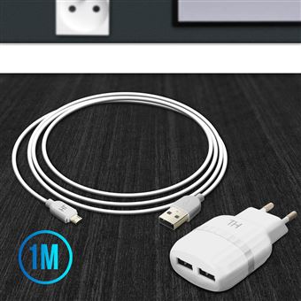 Avizar Chargeur Secteur 2x Ports USB 2.4A Charge sécurisée Câble Micro-USB  Blanc - Chargeur pour téléphone mobile à la Fnac