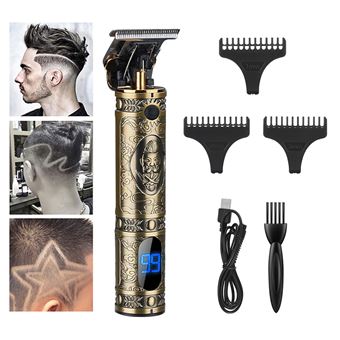 Tondeuse professionnelle à lame en T sans fil, Tondeuse à cheveux, Rasoir à  barbe rechargeable LCD - Bronze - Tondeuse homme à la Fnac