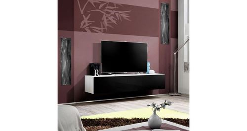 Meuble tv mural design fly i 160cm noir & blanc