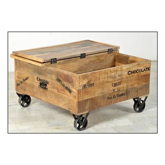 Table Basse Coffre Avec 1 Abattant Sur Roulettes Grocery Achat