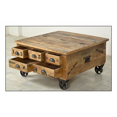 Table Basse Coffre Avec 1 Abattant Sur Roulettes Grocery Achat