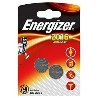 Energizer pile bouton Lithium 3V CR2016 2 pièces - 1