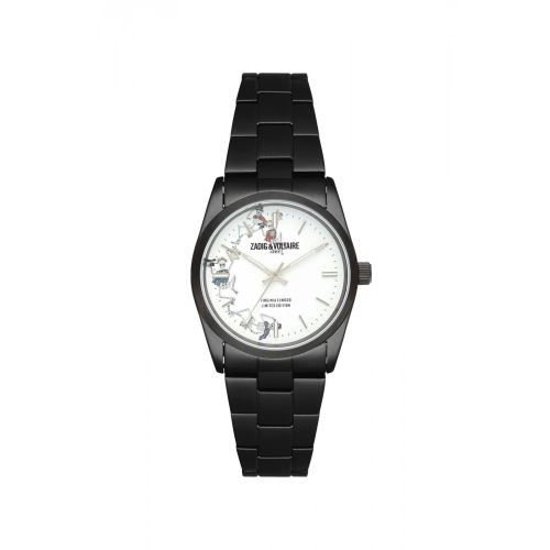 Montre Mixte Zadig & Voltaire à Quartz Cadran Blanc 36 mm Et Bracelet Noir En Acier Inoxidable ZVF415