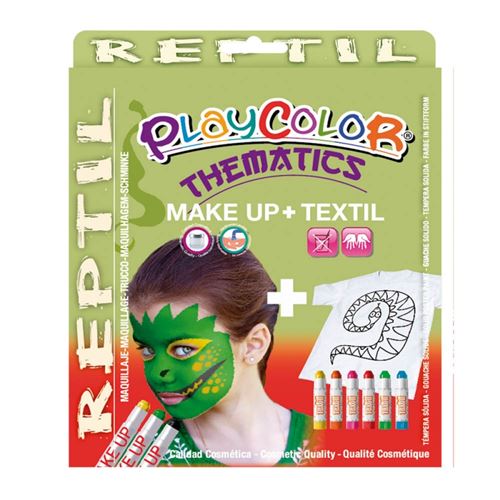 Pack 3-en-1 - Maquillage + T-Shirt à peindre + Stick de peinture pour textile - Thème REPTIL