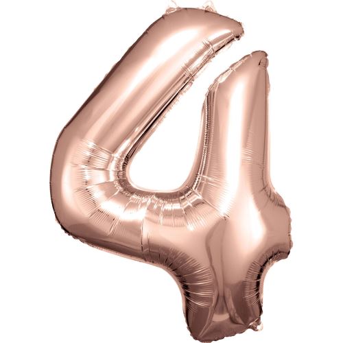 Amscan ballon en aluminium numéro 4 junior 66 x 88 cm or rose