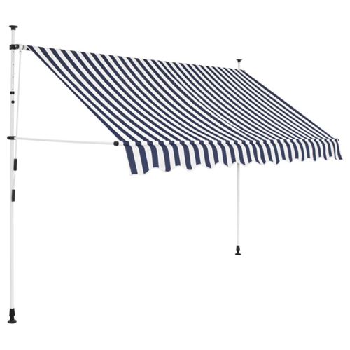 Auvent R&eacute;tractable Manuel 300 Cm Rayures Bleues Et Blanches