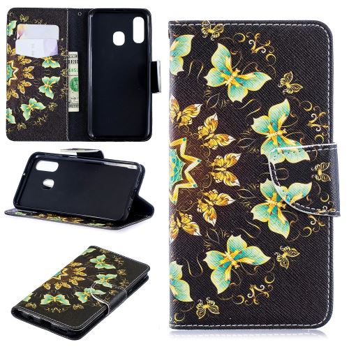 Etui en PU impression de motifs papillons colorisés pour votre Samsung Galaxy A40