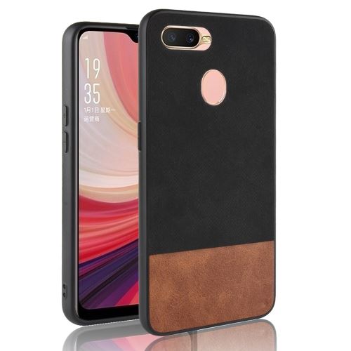 Etui en PU hybride d'épissure bicolore noir pour votre Oppo A7